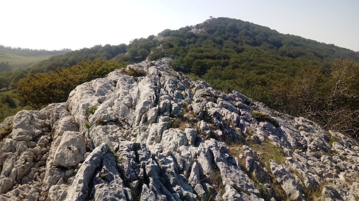 Aranguren Txiki (1106m) tontorra, atzean Aranguren (1149m)